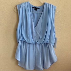 French Connection Blue Sleeveless Silk Blouse
